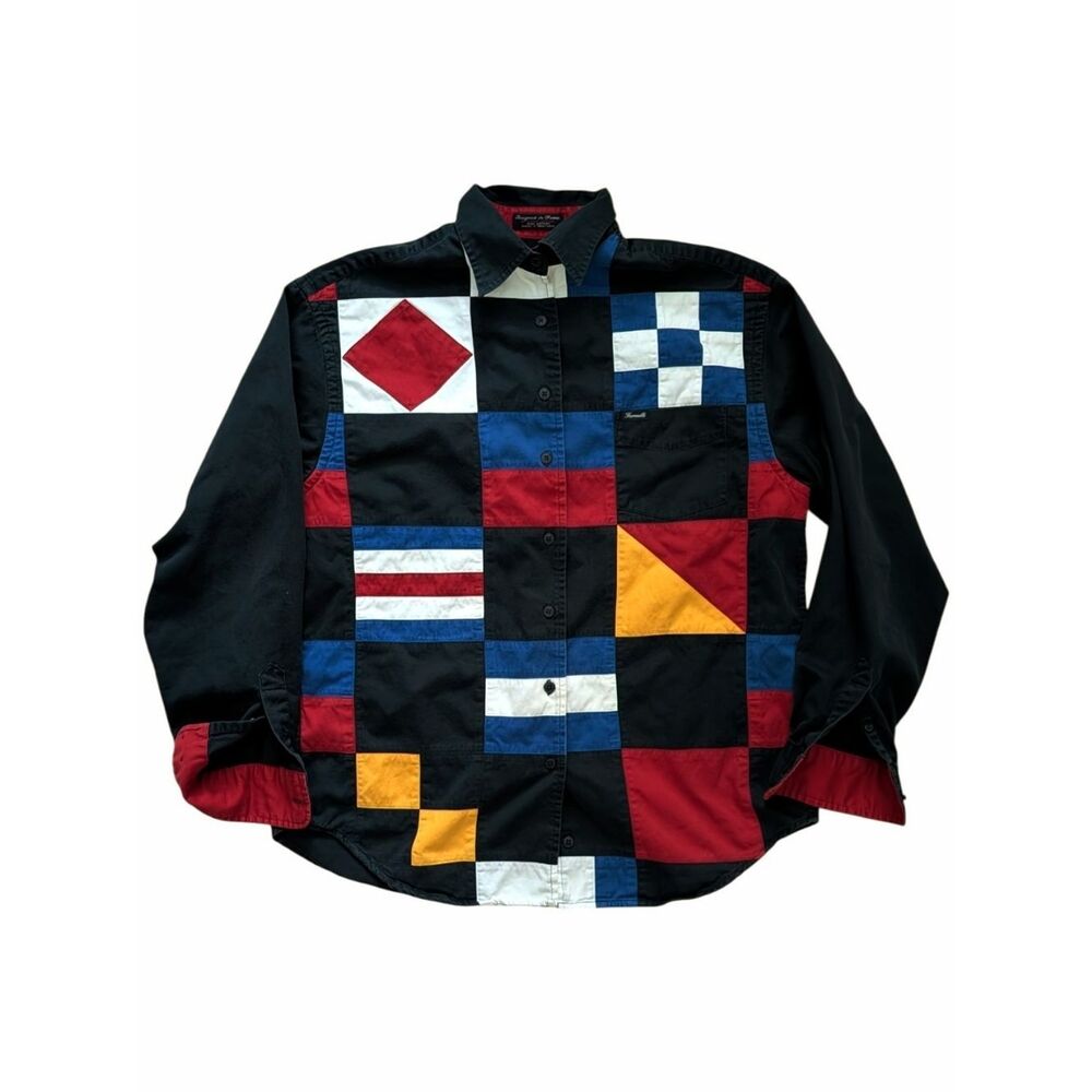 Vintage Façonnable Albert Goldberg Nautical Flag Patchwork Shirt - Size M